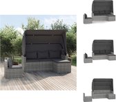 vidaXL Loungeset - Grijs - PE-rattan - 178 x 64 x 151.5 cm - Inklapbare luifel - Tuinset