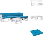 vidaXL - Houten Pallet Loungeset - Tuinmeubelset - 110x65x55 cm - Blauwe kussens - Tuinset