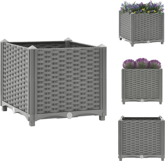 vidaXL Rattan Look Plantenbak - 40 x 40 x 38 cm - Lichtgrijs - Bloempot