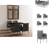 vidaXL Tuinset - Poly Rattan - Grijs - 140 x 80 x 74 cm - Inclusief 4 stoelen - Makkelijk te reinigen - Montage vereist - Tuinset