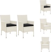 vidaXL Ensemble de chaises de jardin - Polyrotin - Blanc - 61 x 60 x 88 cm - Comprenant 2 chaises et coussins d'assise - Chaise de jardin