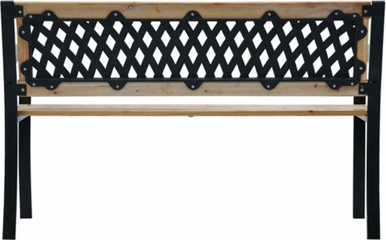 vidaXL Banc de jardin - Bois Massief et acier - 120 x 53 x 77 cm - Motif à carreaux - Banc de jardin