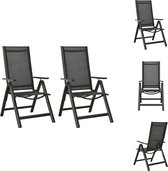 vidaXL Ensemble de chaises de jardin - Pliable - Cadre en aluminium enduit de poudre - Dossier réglable - Textilène respirant - Noir - 56x(65-110)x(76-109) cm - Lot de 2 - Chaise de jardin
