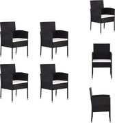 vidaXL Buitenstoelen Poly Rattan - 52x56x88 cm - Zwart+Cremewit - Tuinstoel