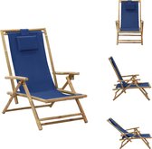 vidaXL Fauteuil pliant - Mobilier de jardin - 64 x 89 x (71 - 94) cm - Bleu marine - Bamboe - Chaise de jardin
