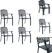 vidaXL Buitenstoelen Mesh - 56 x 65 x 89 cm - zwart Staal - Tuinstoel