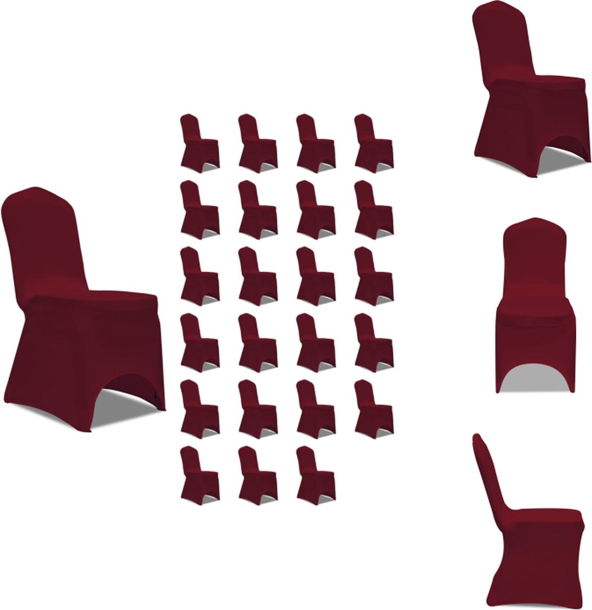 VidaXL Stoelhoes Stretch Bordeauxrood Geschikt voor stoelen tot 100 cm 24 stuks Tuinmeubelhoes