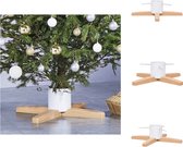 vidaXL Kerstboomstandaard - Kruisbasis - Geschikt tot 2.1m - Wit/bruin - 55 x 55 x 15.5cm - Kerstboomvoet