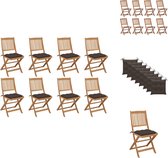 vidaXL Klapstoelenset - Acaciahout - 8 stoelen met kussens - Tuinstoel