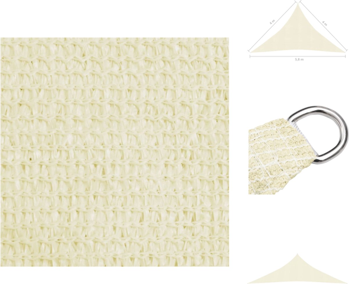VidaXL Schaduwdoek Driehoekig HDPE Crème 4x4x5.8m UV-Bestendig Parasol