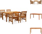 vidaXL Gartenmöbel-Set Acacia - Tisch 150x90x74cm - 4 Stühle mit Kissen - Cremeweiß - Wetterschutz - einfache Montage - inklusive Lieferung - Tuinset