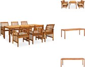 vidaXL Ensemble de jardin - Bois d'acacia - Table à manger (215x90x74 cm) - 6 Chaises - Coussins blanc crème - Ensemble de jardin