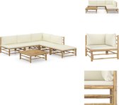 vidaXL Loungehoek Bamboe - Lounge set - Crèmewit - 65x70x60 cm - Stevig en gemakkelijk schoon te maken - Tuinset