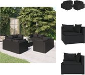 vidaXL Poly Rattan Tuinset - Modulair Design - Waterbestendig - Stevig Frame - Comfortabele Kussens - Zwart - 150 x 150 x 60.5 cm - Tuinset