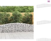 vidaXL Barrière de jardin décorative en gabion - 400x30x60/80 cm - Fer galvanisé - Pot de fleur