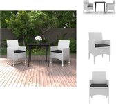 vidaXL Tuinset - PE-rattan - Staal - Zwart/wit - 80x80x74 - Incl - kussens - Tuinset