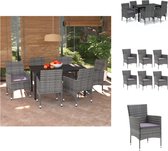 vidaXL Tuinmeubelset - vidaXL - Tafel en 6 stoelen - 150 x 90 x 74 cm - zwart - glas en aluminium - Tuinset