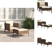 vidaXL Loungeset - Comfort - Tuinmeubelen - 55x68x69 cm - Bruin PE-rattan - Witte kussens - Tuinset