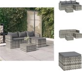 vidaXL Loungeset - Grijs - 3-zitsbank - voetenbank - tafel - 176 x 64 x 60.5 cm - PE rattan - Tuinset