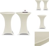 vidaXL Housses de table haute - Mange-debout rondes - Tissu extensible - Look moderne et élégant - Ø60 cm - Crème - Set de 2 - Housse de mobilier de jardin