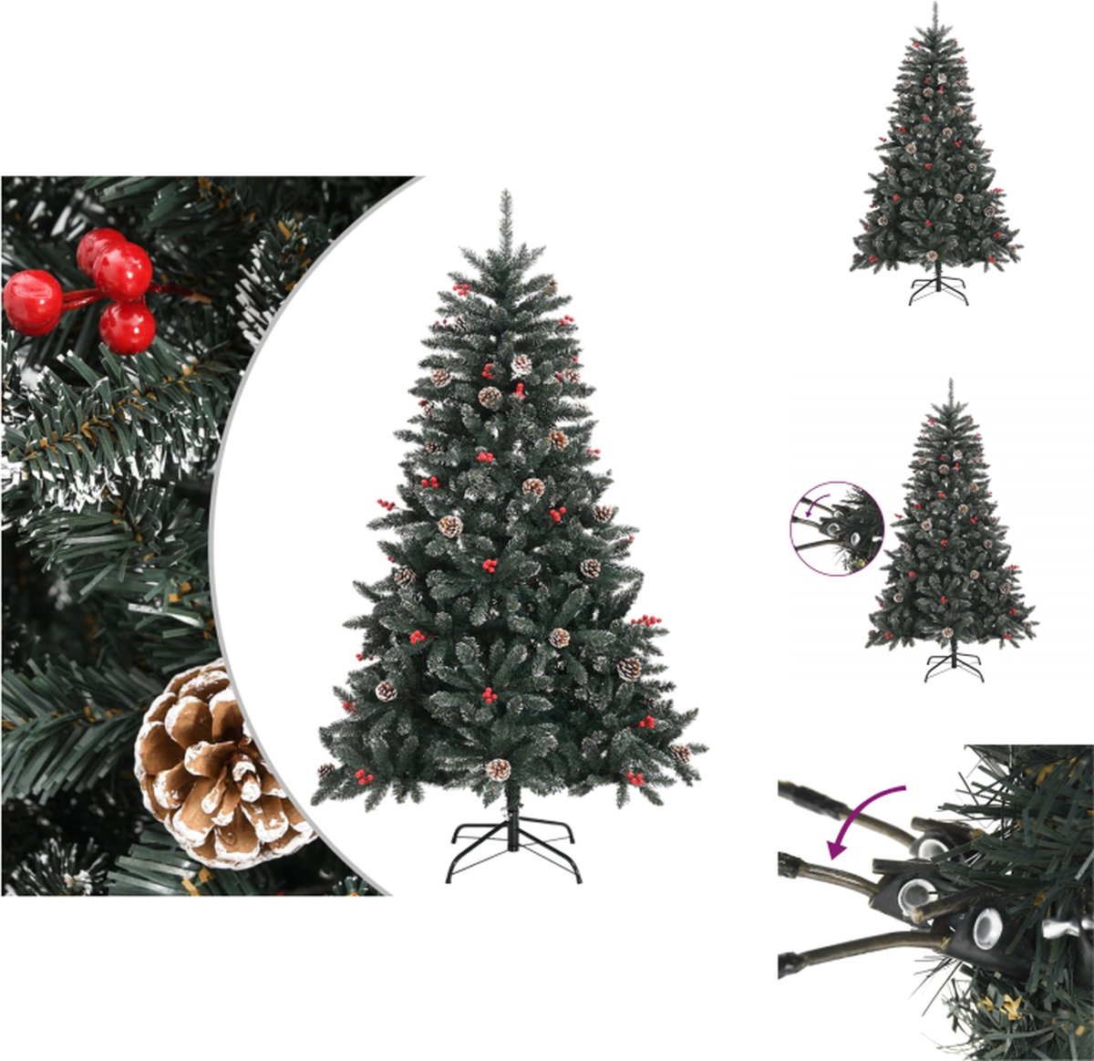 vidaXL Kunstkerstboom - Scharnierende constructie - Volle uitstraling - Stevig standaard - Prachtige decoratie - Duurzame keuze - 120 cm hoog - Decoratieve kerstboom