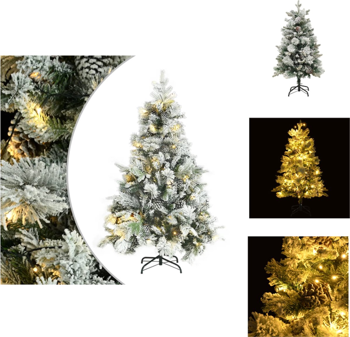 vidaXL Scharnierende Kerstboom - PVC/PE - 150 cm - LED - Groen - USB - Decoratieve kerstboom