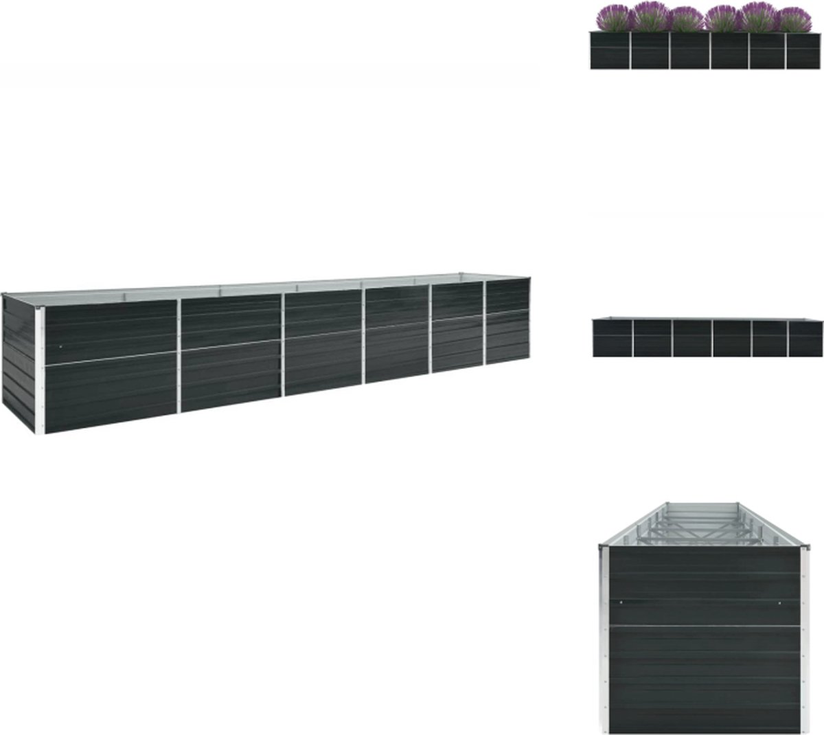 VidaXL Tuinbak Gegalvaniseerd Staal 480 x 80 x 77cm Antraciet Bloempot