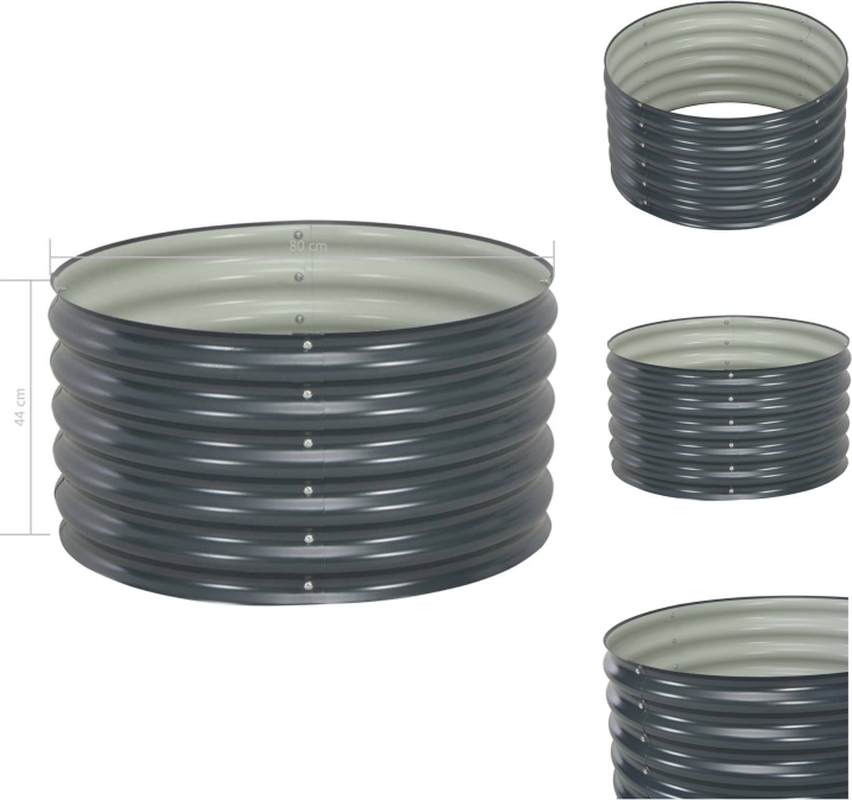 VidaXL Gegalvaniseerde tuinbak 80 x 80 x 44 cm Grijs Bloempot