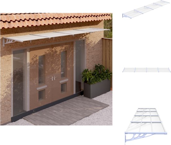 Foto: 909 outdoor weerbestendige deurluifel overkapping uv polycarbonaat en aluminium 100 x 80 cm