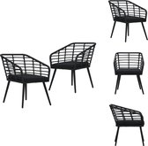 vidaXL Chaises en Poly - Zwart - 63,5 x 53,5 x 77 cm - Avec accoudoirs - Set de 2 - Chaise de jardin