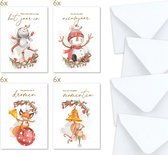 24 SCHATTIGE kerstkaarten / nieuwjaarskaarten met enveloppen