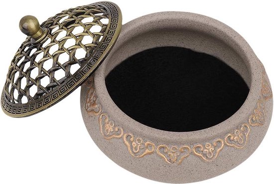 Brûleur d'encens - Porte-encens en céramique avec couvercle - Comprend 50 cônes d'encens - Décoration chinoise