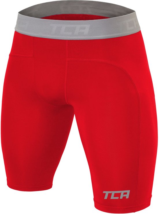 TCA Mannen Pro Performance Compressie Basislaag Thermische Onderbroek Shorts - Rood, XXL