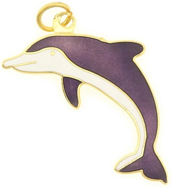 Behave Hanger dolfijn paars wit emaille 4,5 cm