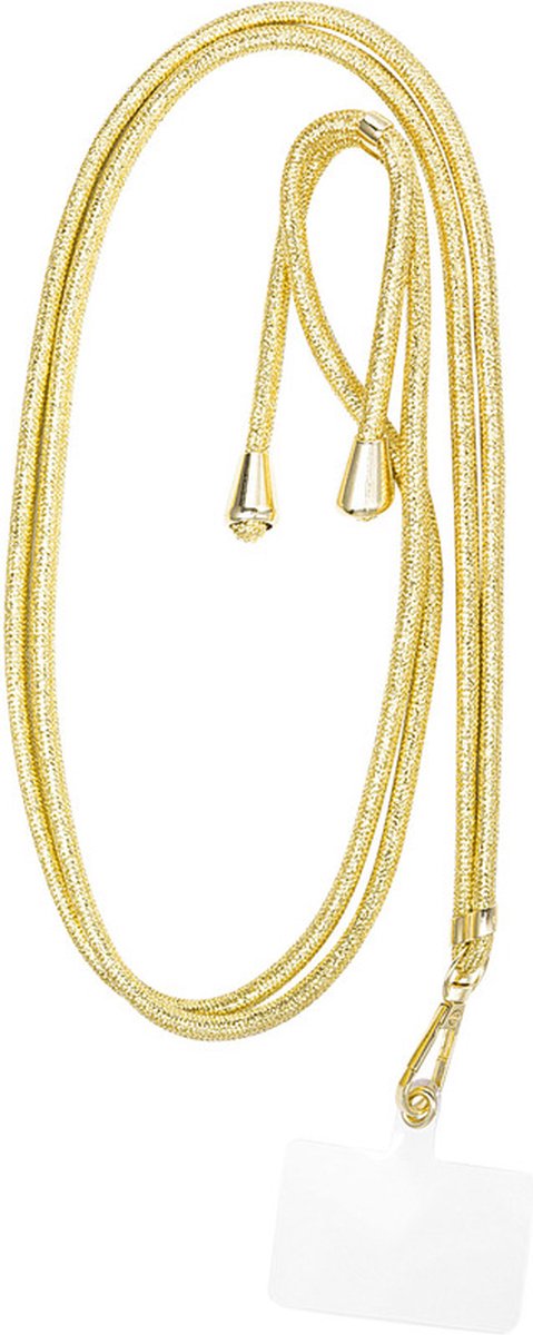 Universeel Telefoonketting -160cm lang- Universeel Telefoonkoord- Koord voor telefoon - Easy Cord- Telefoonbandjes - Ketting voor telefoon - Koord voor telefoon universeel - Koord voor telefoon Samsung en iPhone - Phone Cord - Metalic Goud