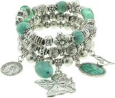 Bracelet Behave Wide couleur turquoise/argent avec pendentifs