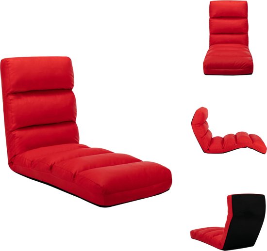vidaXL Vloerstoel Loungebed - Kunstleer - Rood - 175 x 56 x 20 cm - Instelbaar - Chaise longue