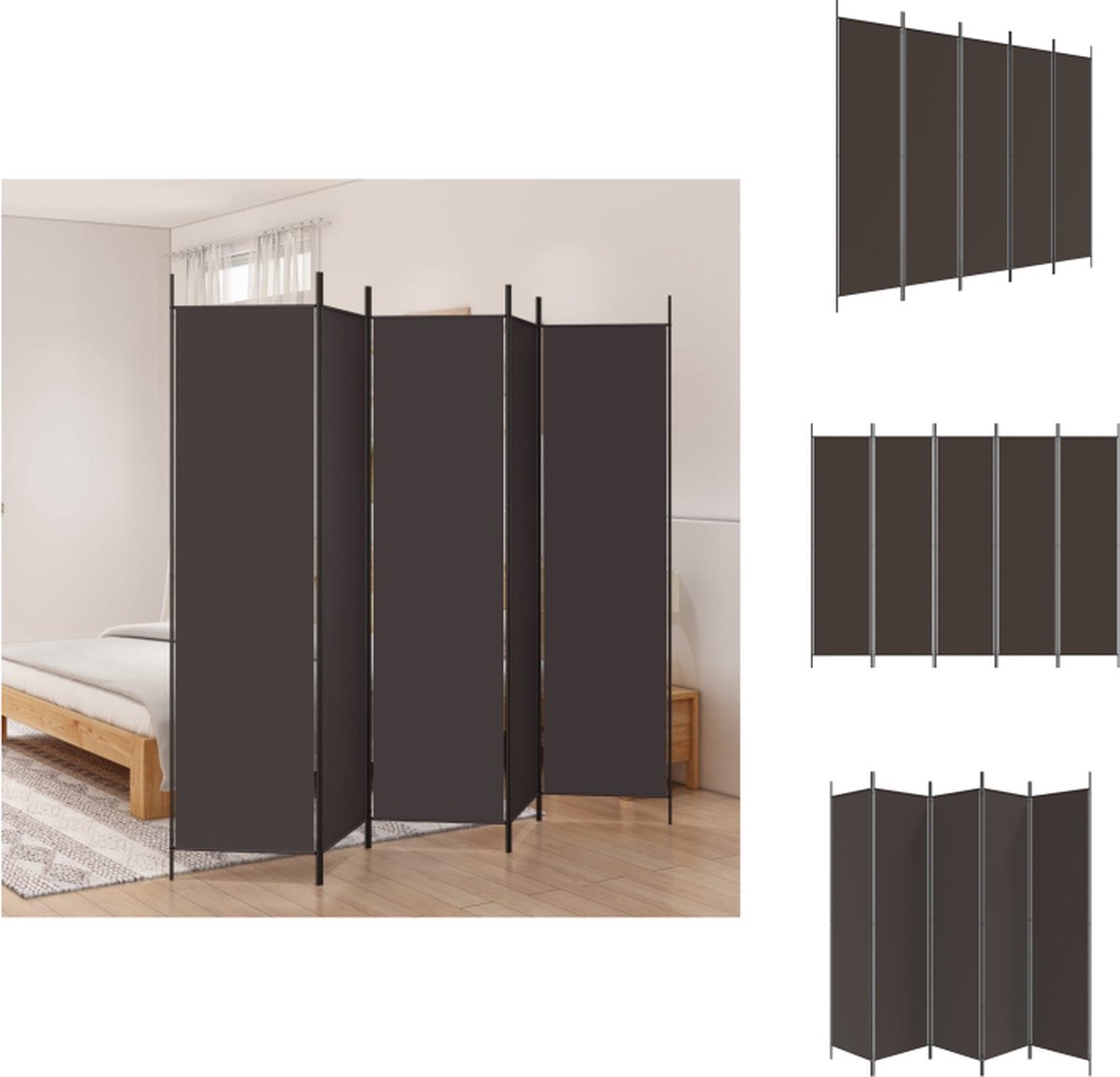 vidaXL 5-delig bamboe kamerscherm 200x180 cm
