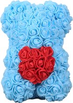 Livano Rozen Teddy Beertje - Valentijn Cadeautje Voor Haar & Hem - Rose Bear - Rozen Beer - Vrouw - Blauw