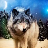 Diamond Painting Pakket - Wolf - 50x40 cm - Complete Set - Volledige Bedekking - Ronde Steentjes