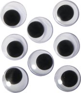 Zelfklevende grote wiebel oogjes - 20mm - Zwart - 8 stuks - wiebeloogjes