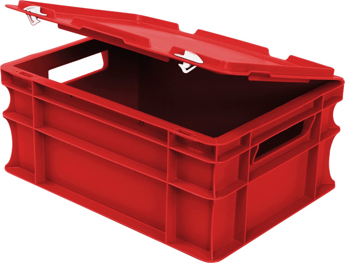 Alpac Stapelbak met deksel - Opbergbak - 400 x 300 x 185 mm - 15L - Rood