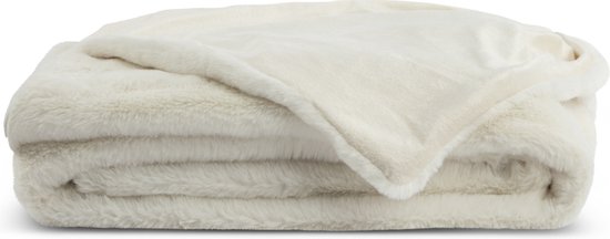 Lunetta Home - Plaid - Fake Fur ( Bont ) - Naturalis Pearly White - 130x170 cm - Creme - Deken
