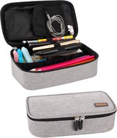 Pencil Case, Large Capacity Pen Case Bag Pouch Holder Stationery Desk Organizer with Zipper for School & Office Supplies (Grey)