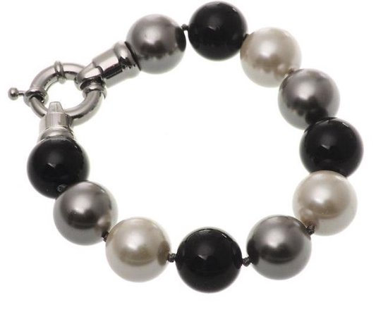 Behave Parel armband mix zwart grijs