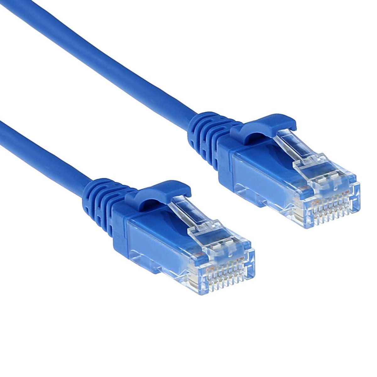 Image of ACT Blauwe 0.5 meter LSZH U/UTP CAT6 datacenter slimline patchkabel snagless met RJ45 connectoren DC9600