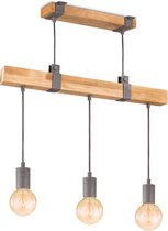 Home Sweet Home - Landelijke Hanglamp Denton - geschikt voor E27 LED lichtbron - 3 lichts hanglamp gemaakt van Hout - 60/14/128cm - Pendellamp geschikt voor woonkamer, slaapkamer en keuken