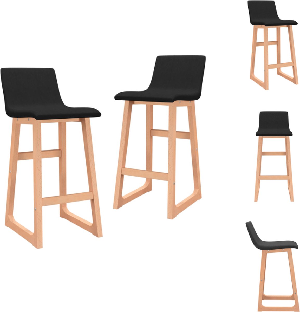 VidaXL Barstoel Barkrukken 38 x 45 x 85 cm Zacht aanvoelend stof Stabiel en stevig Zwart Barkruk
