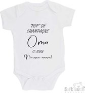 100% katoenen Romper ""Pop" de champagne Oma is jouw nieuwe naam!" Unisex Katoen Wit/zwart 56/62