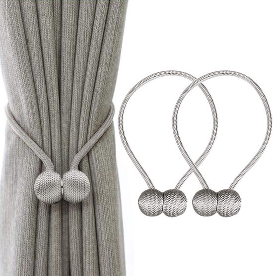 Magnetische embrasses voor het vastklemmen van gordijnen, gordijnclips, decoratieve gordijnhouders, voor thuis en kantoor, 2 stuks, grijs (EU patent 004522746-0001)